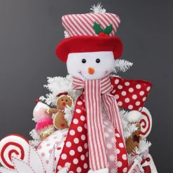 Snowman Head Striped Tree Topper New