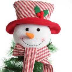 Snowman Head Striped Tree Topper New