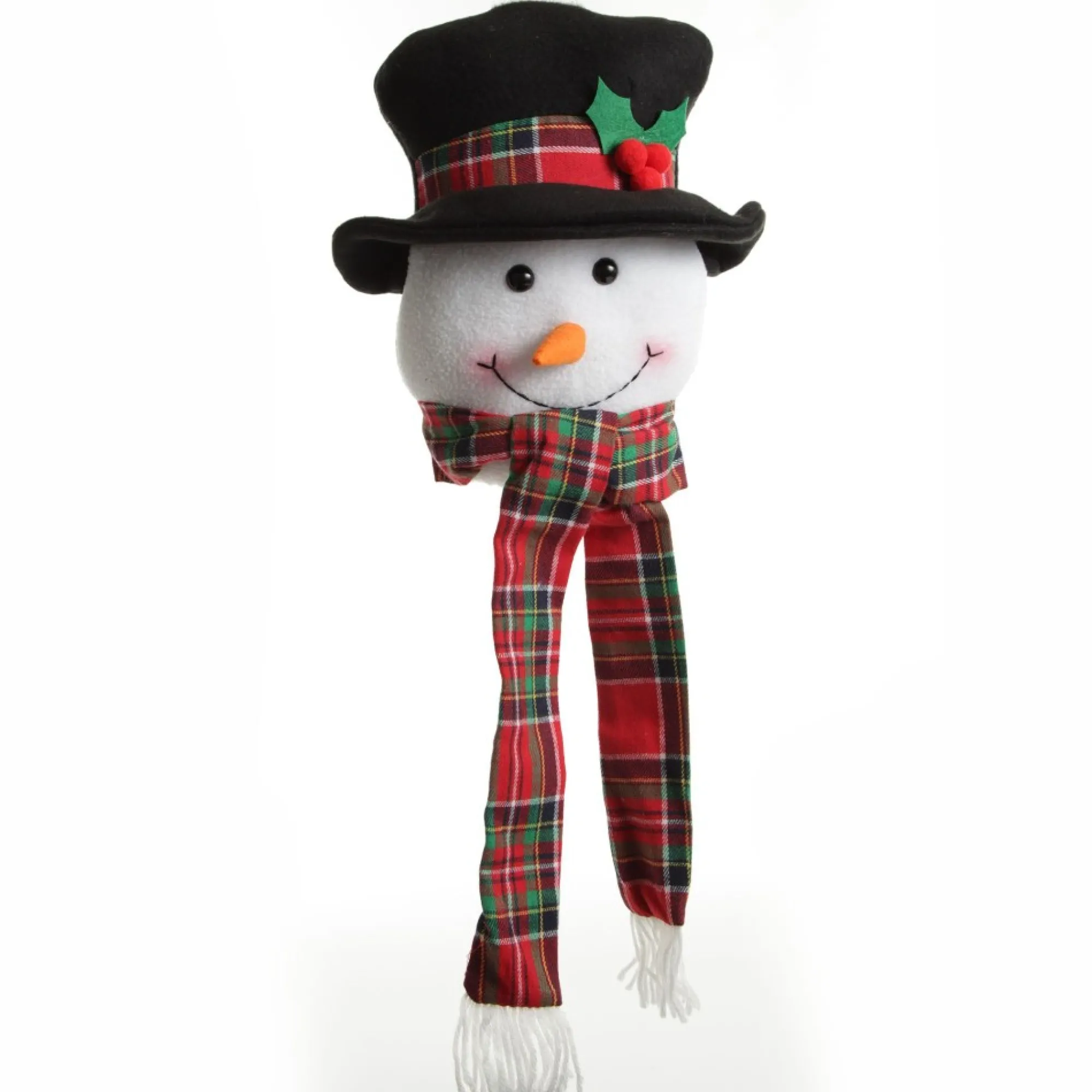 Snowman Head Tartan Tree Topper Best Sale