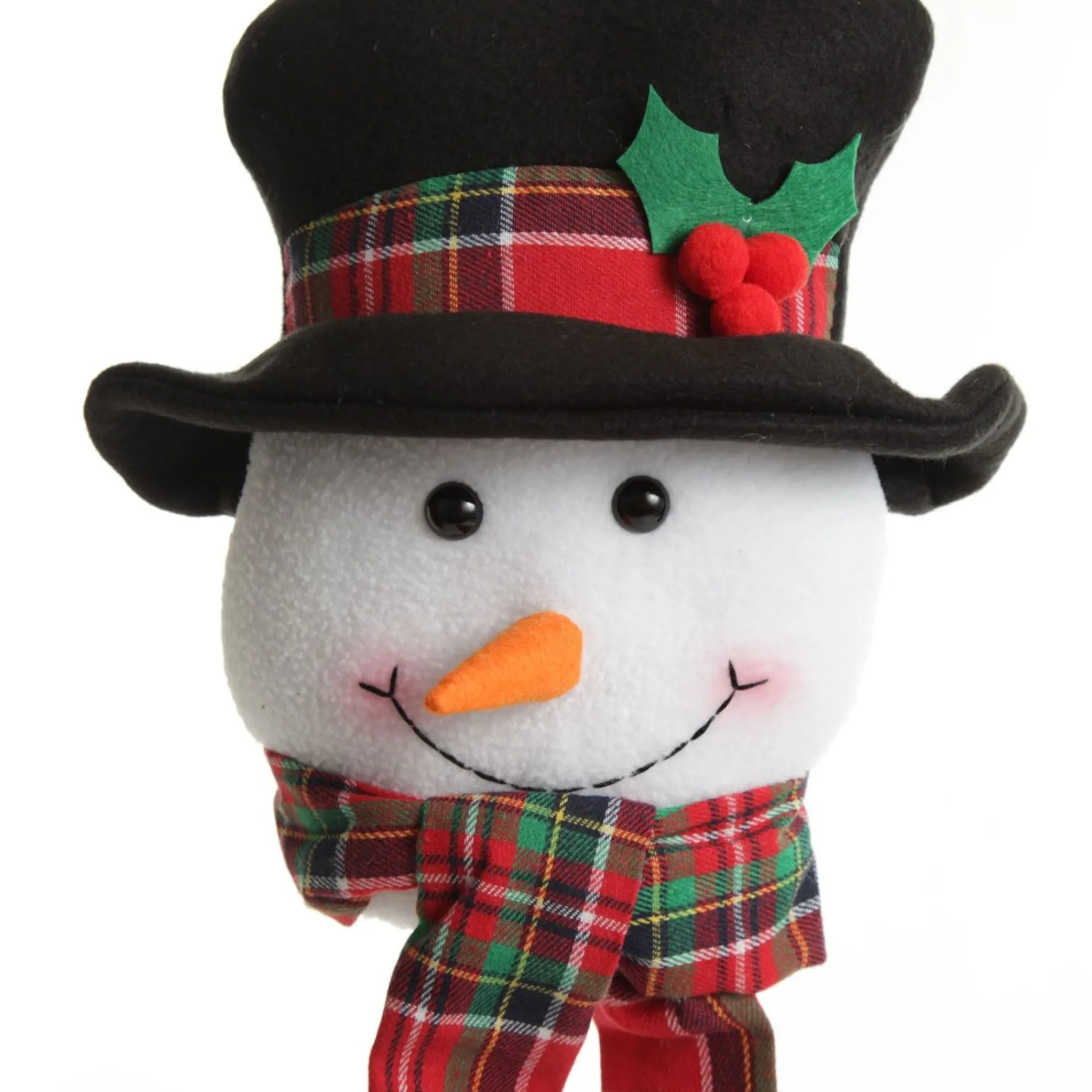 Snowman Head Tartan Tree Topper Best Sale
