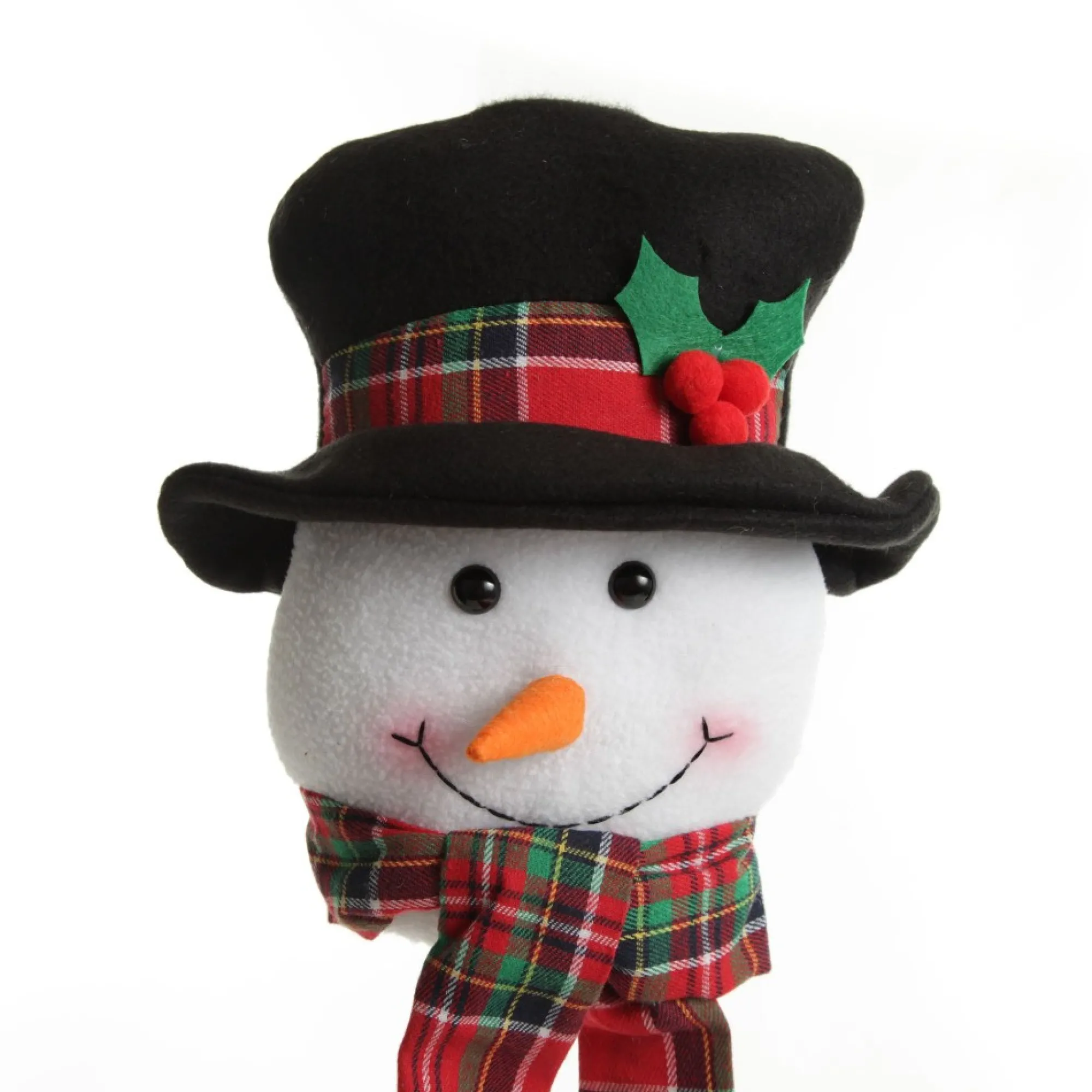 Snowman Head Tartan Tree Topper Best Sale
