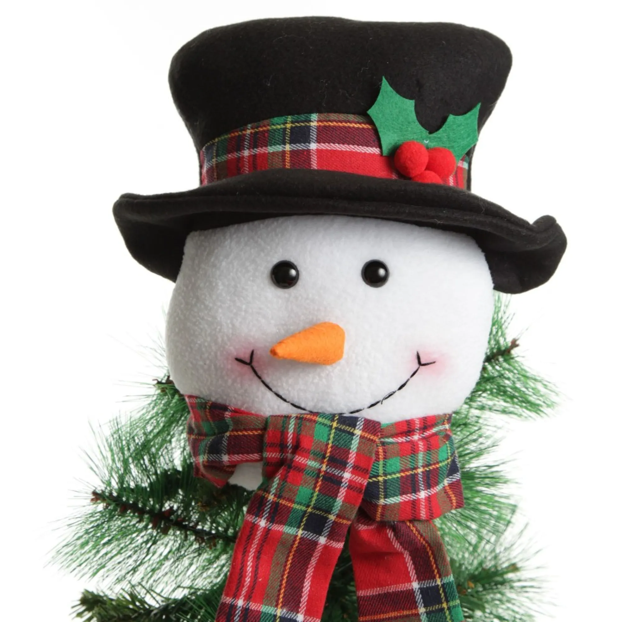Snowman Head Tartan Tree Topper Best Sale