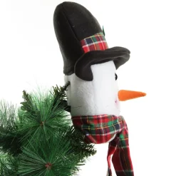 Snowman Head Tartan Tree Topper Best Sale