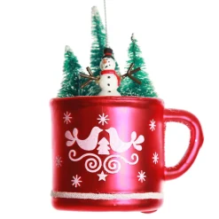 Snowman in Mug Christmas Tree Decoration Cheap