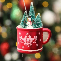 Snowman in Mug Christmas Tree Decoration Cheap