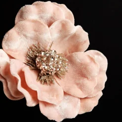 Soft Pink Velvet Magnolia Flower Clip Discount