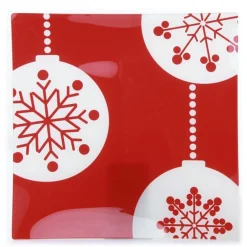 Square Glass Christmas Platter Cheap