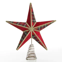 Tartan and Gold Trim 3D Star Christmas Tree Topper Best