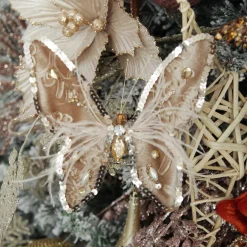 Taupe Sequin and Jewel Butterfly Clip Discount