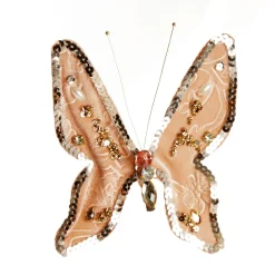 Taupe Sequin and Jewel Butterfly Clip Discount