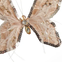 Taupe Sequin and Jewel Butterfly Clip Discount