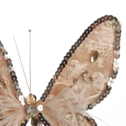 Taupe Sequin and Jewel Butterfly Clip Discount
