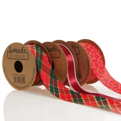 Three Assorted Burgundy and Tartan Ribbons Sale