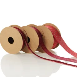 Three Assorted Burgundy and Gold Stars and Dots Christmas Ribbons Hot