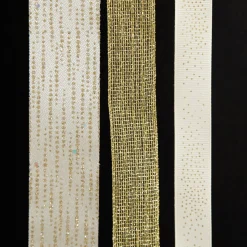 Three Assorted Ivory and Champagne Mesh and Glitter Dots Christmas Ribbons Sale