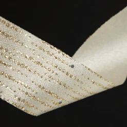 Three Assorted Ivory and Champagne Mesh and Glitter Dots Christmas Ribbons Sale