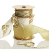 Three Assorted Ivory and Champagne Braid and Glitter Christmas Ribbons Best