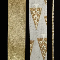Three Assorted Ivory and Champagne Braid and Glitter Christmas Ribbons Best