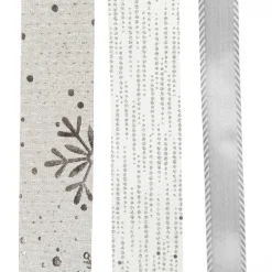 Three Assorted Silver Snowflakes and Dots Christmas Ribbons Cheap