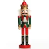Traditional Christmas Wooden Nutcracker Soldier Ornament with Crown - Medium Hot