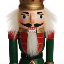 Traditional Christmas Wooden Nutcracker Soldier Ornament with Crown - Medium Hot