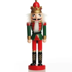 Traditional Christmas Wooden Nutcracker Soldier Ornament with Crown - Medium Hot