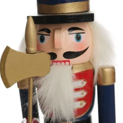 Traditional Christmas Wooden Nutcracker Soldier Ornament with Axe - Medium Online