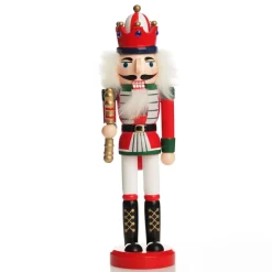 Traditional Christmas Wooden Nutcracker Soldier Ornament with Baton - Medium Fashion