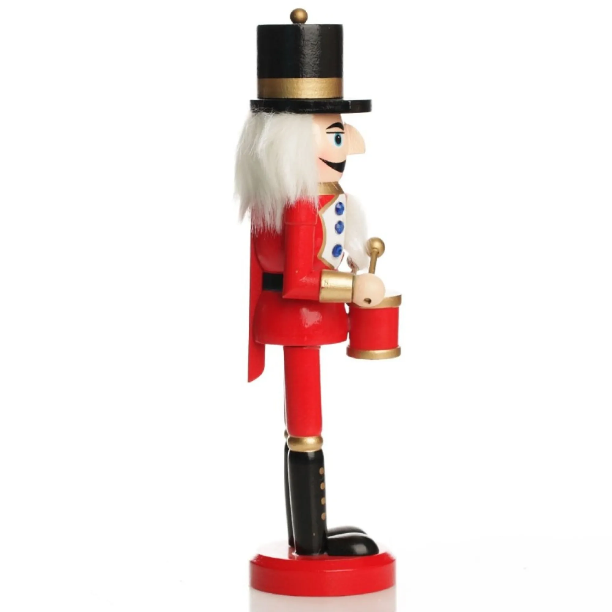 Traditional Christmas Wooden Nutcracker Soldier Ornament with Drums - Medium Cheap
