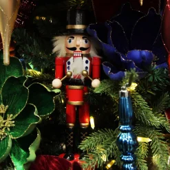 Traditional Christmas Wooden Nutcracker Soldier Ornament with Drums - Medium Cheap