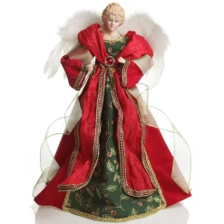 Traditional Red and Green Angel Tree Topper Ornament Fashion