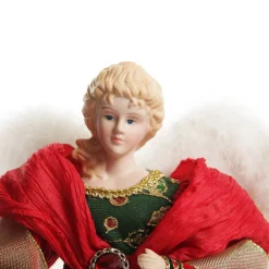 Traditional Red and Green Angel Tree Topper Ornament Fashion