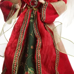 Traditional Red and Green Angel Tree Topper Ornament Fashion