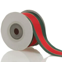 Traditional Red Green and Gold Grossgrain Wired Christmas Ribbon - 3.8cm Online