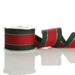 Traditional Red Green and Gold Grossgrain Wired Christmas Ribbon - 3.8cm Online