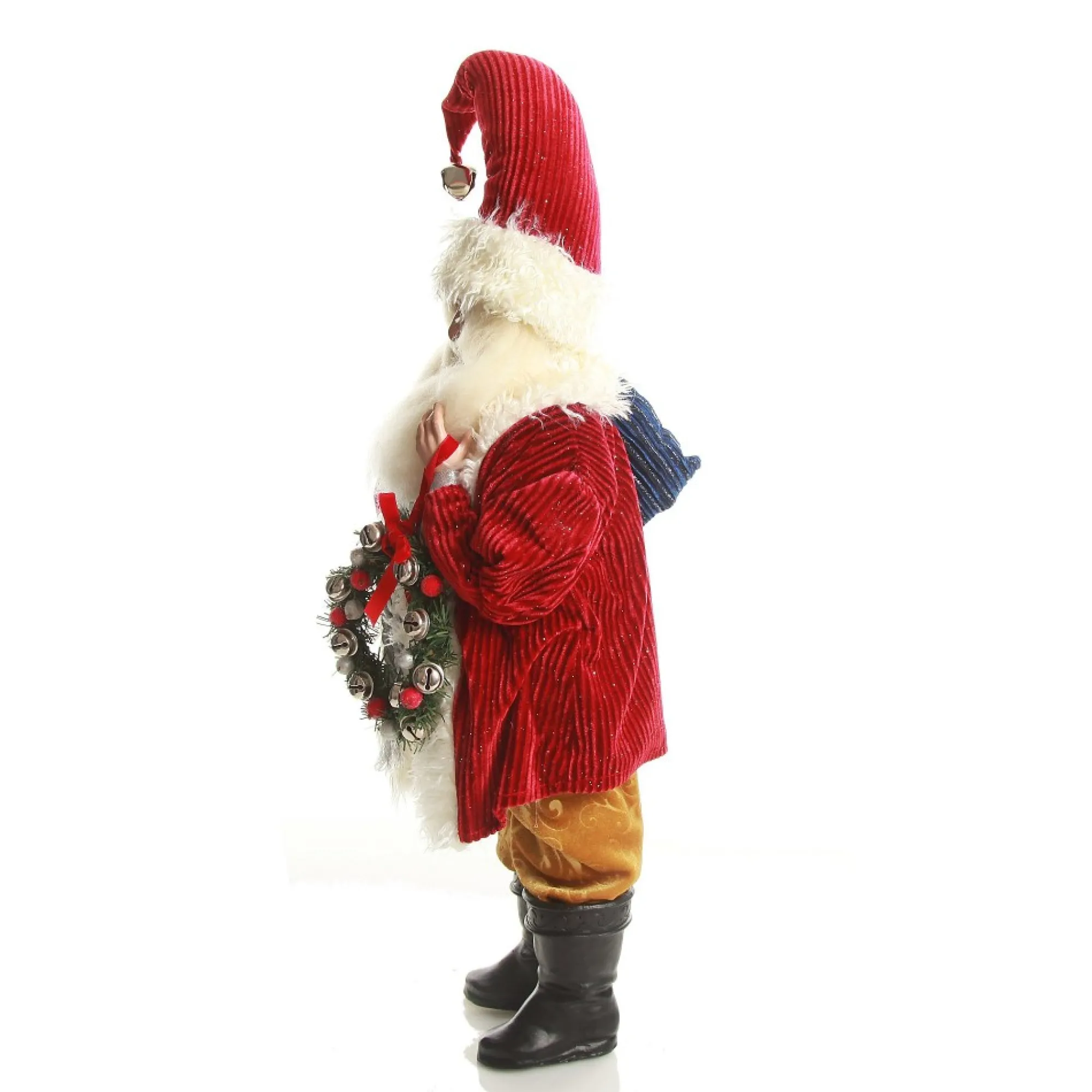 Traditional Santa holding Wreath Christmas Figurine Shop