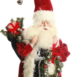 Traditional Santa holding Wreath Christmas Figurine Shop