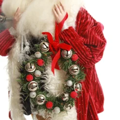 Traditional Santa holding Wreath Christmas Figurine Shop