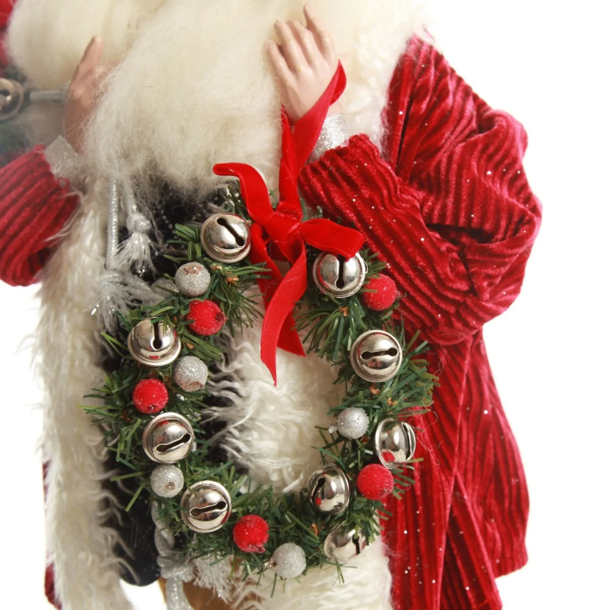 Traditional Santa holding Wreath Christmas Figurine Shop