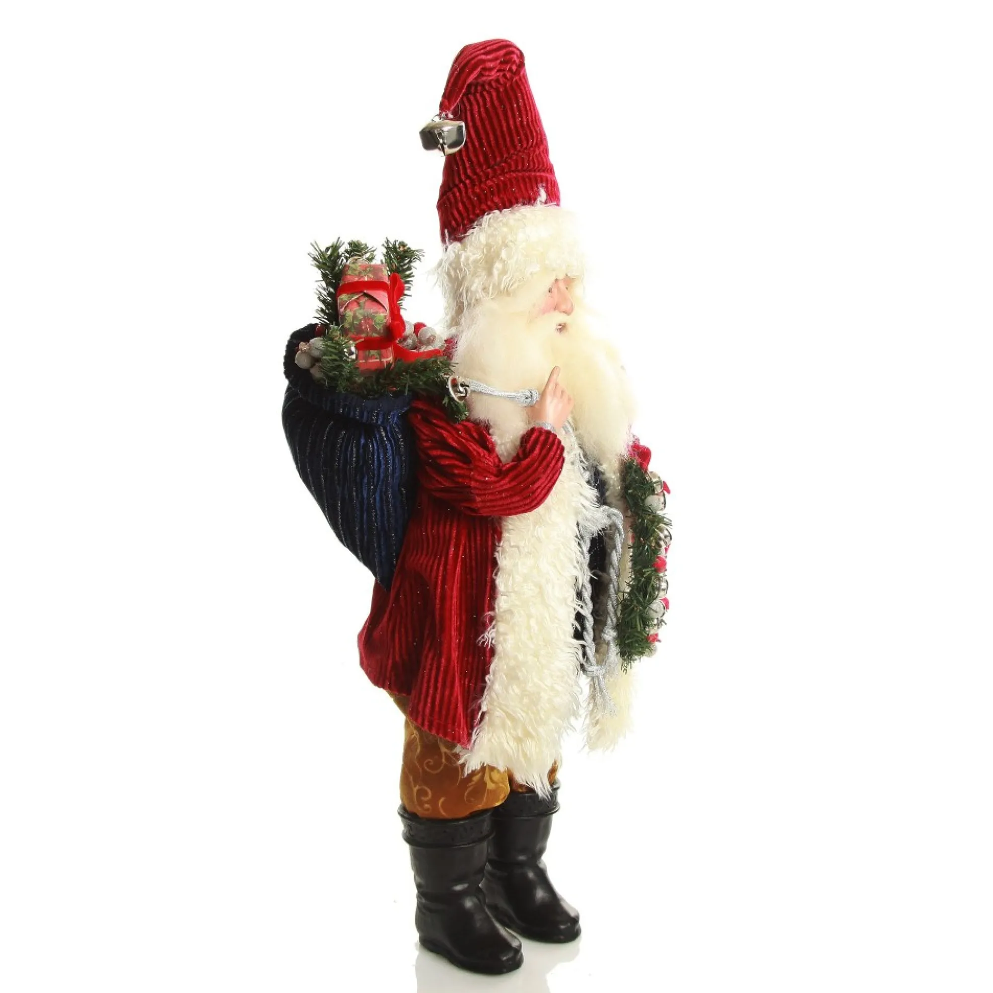 Traditional Santa holding Wreath Christmas Figurine Shop