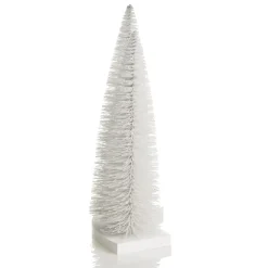 Trio of White Table Top Christmas Trees on Wooden Base Shop
