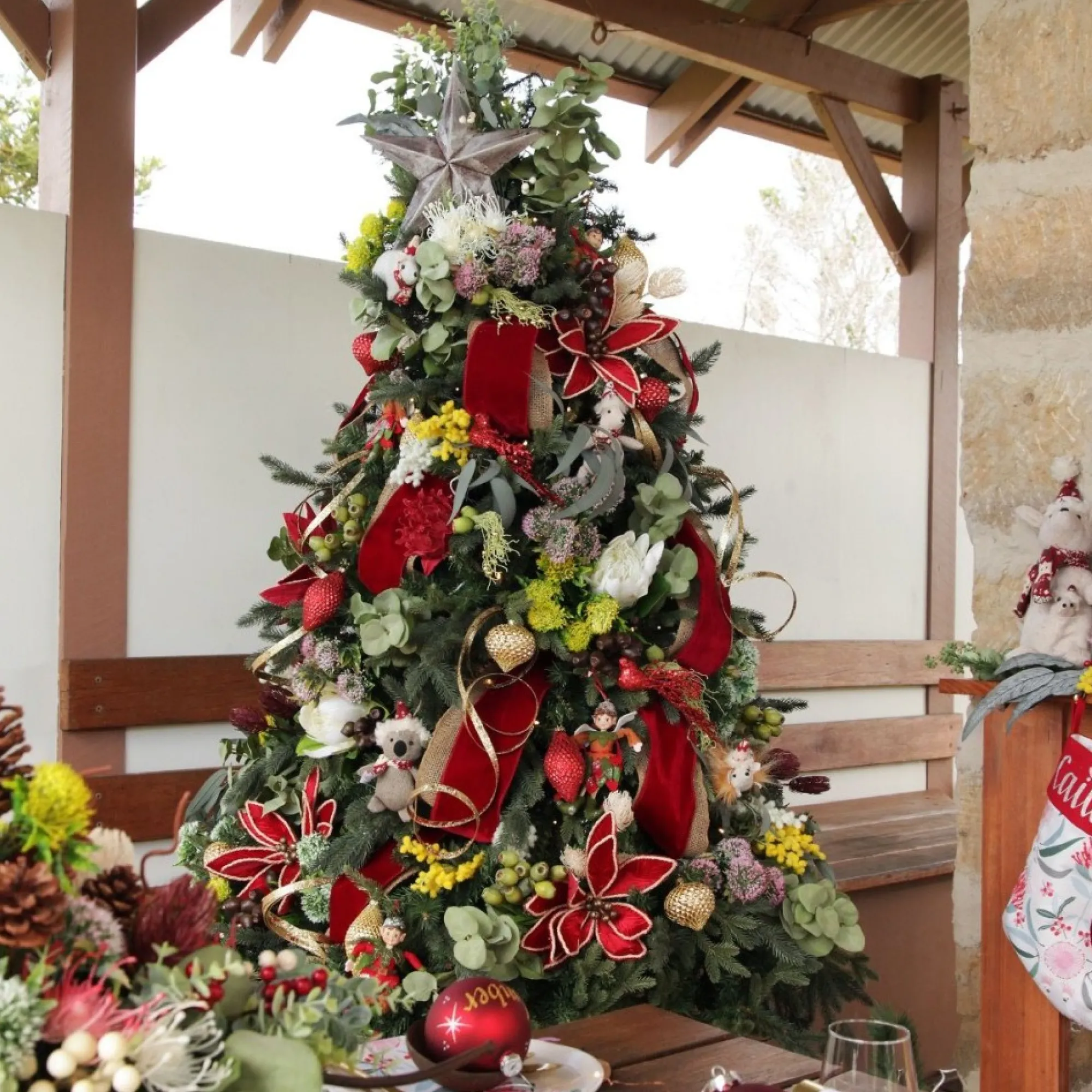 Triple Head Red Banksia Spray Clearance