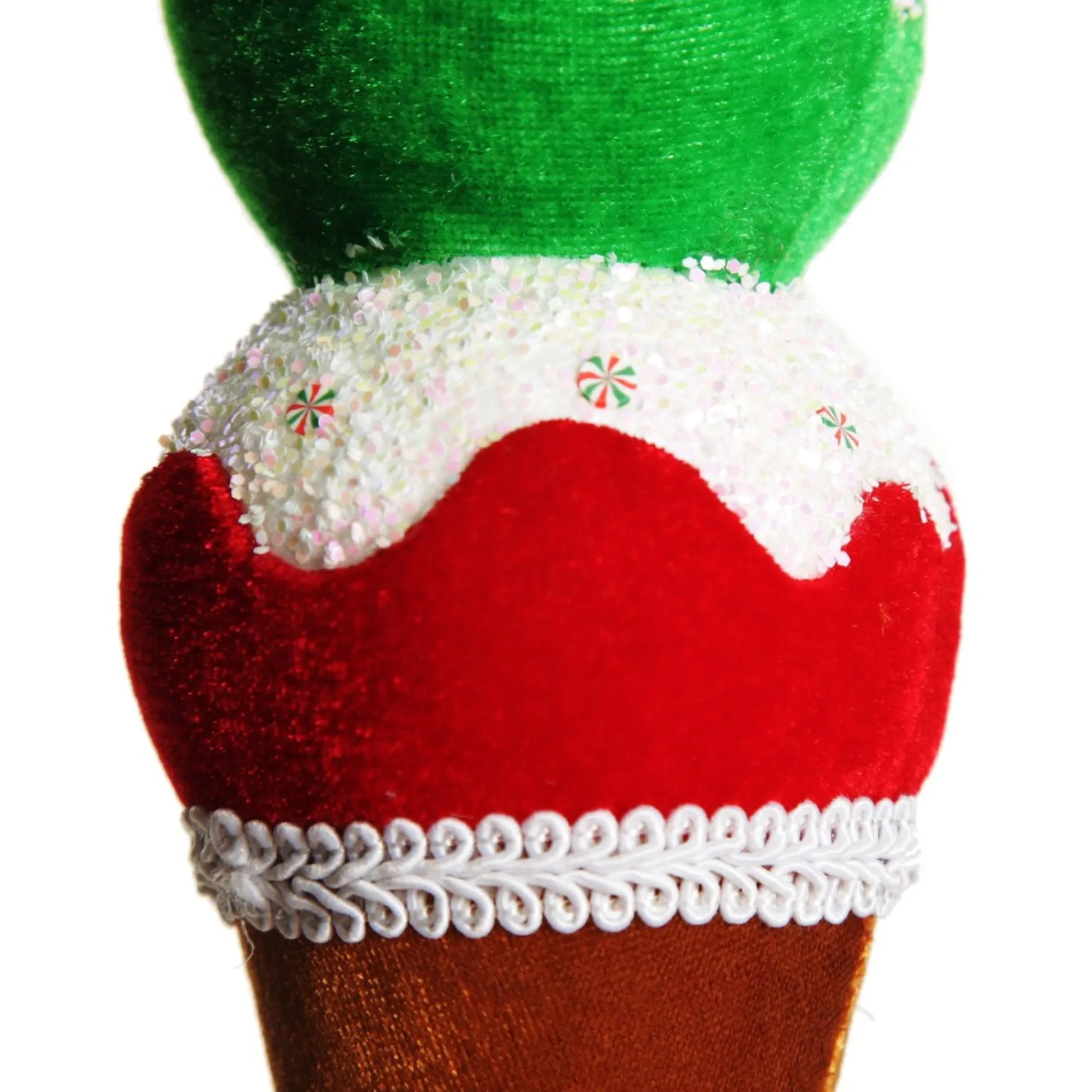 Velvet Gingerbread Ice Cream Cone Christmas Decoration Hot