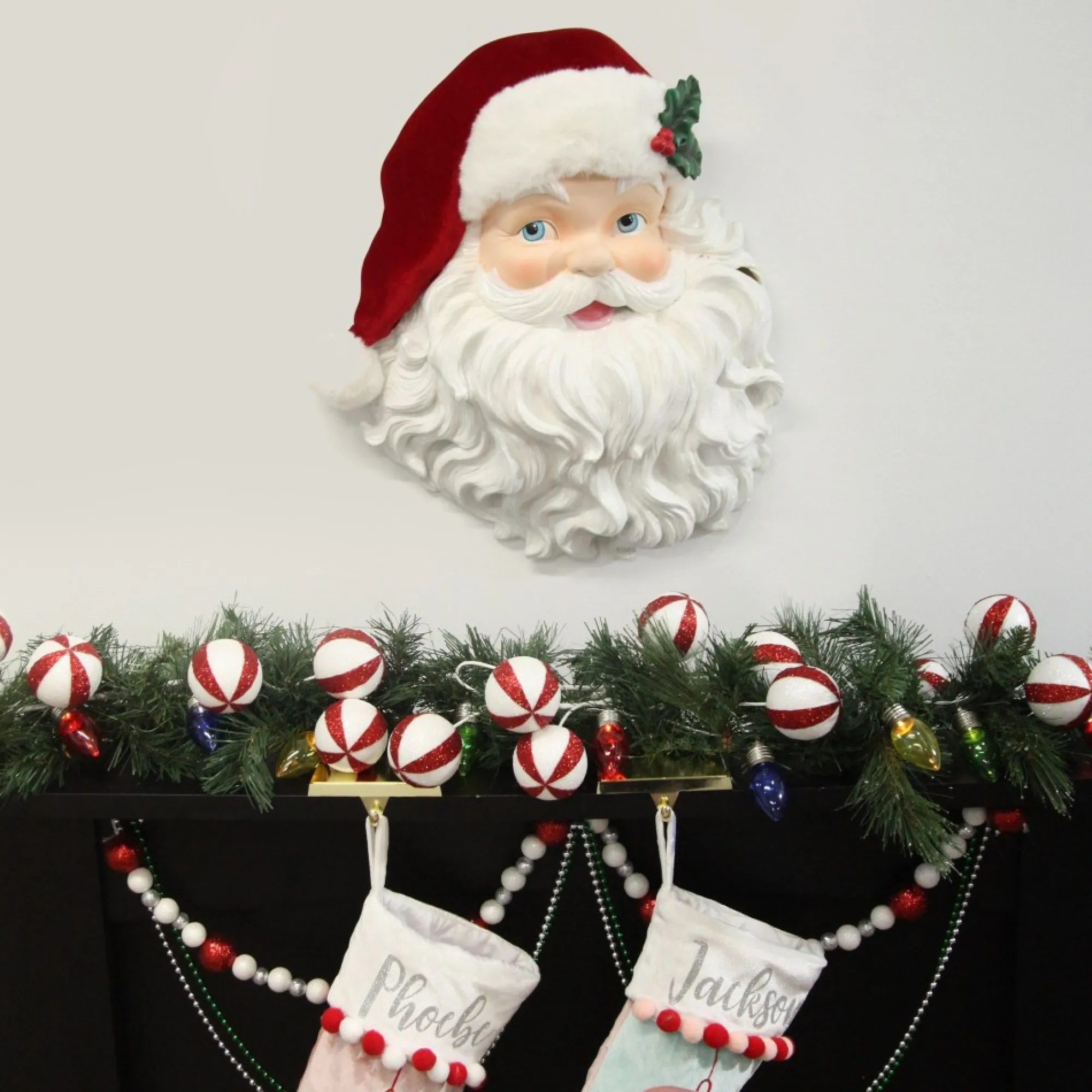 Vintage Red Santa Head Wall Hanging Flash Sale