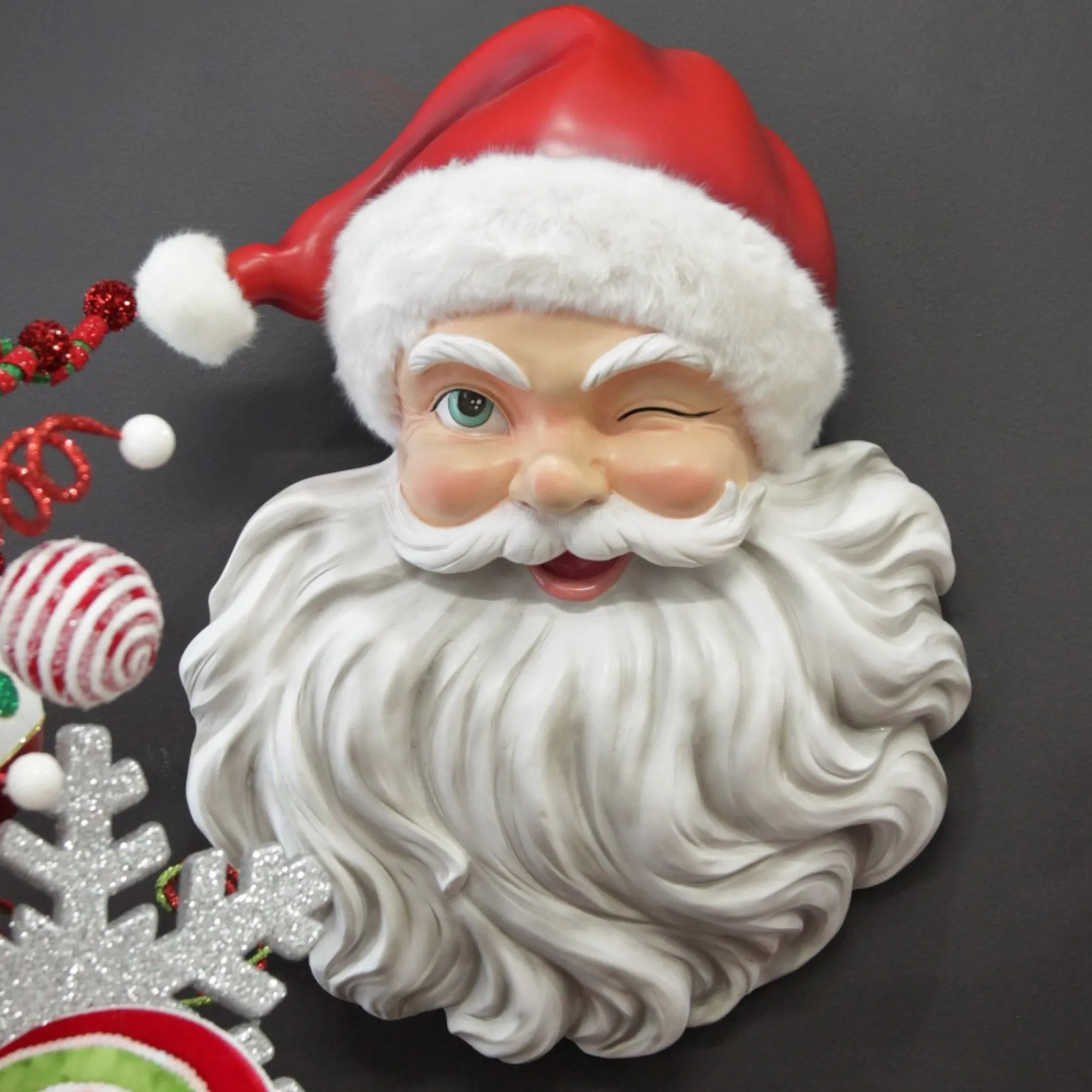 Vintage Red Winking Santa Wall Hanging Hot