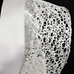 White and Silver Glitter Deluxe Tree Topper Bow with Streamers Online