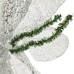 White and Silver Glitter Deluxe Tree Topper Bow with Streamers Online