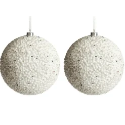 White Beaded Christmas Bauble - Set of 2 Shop