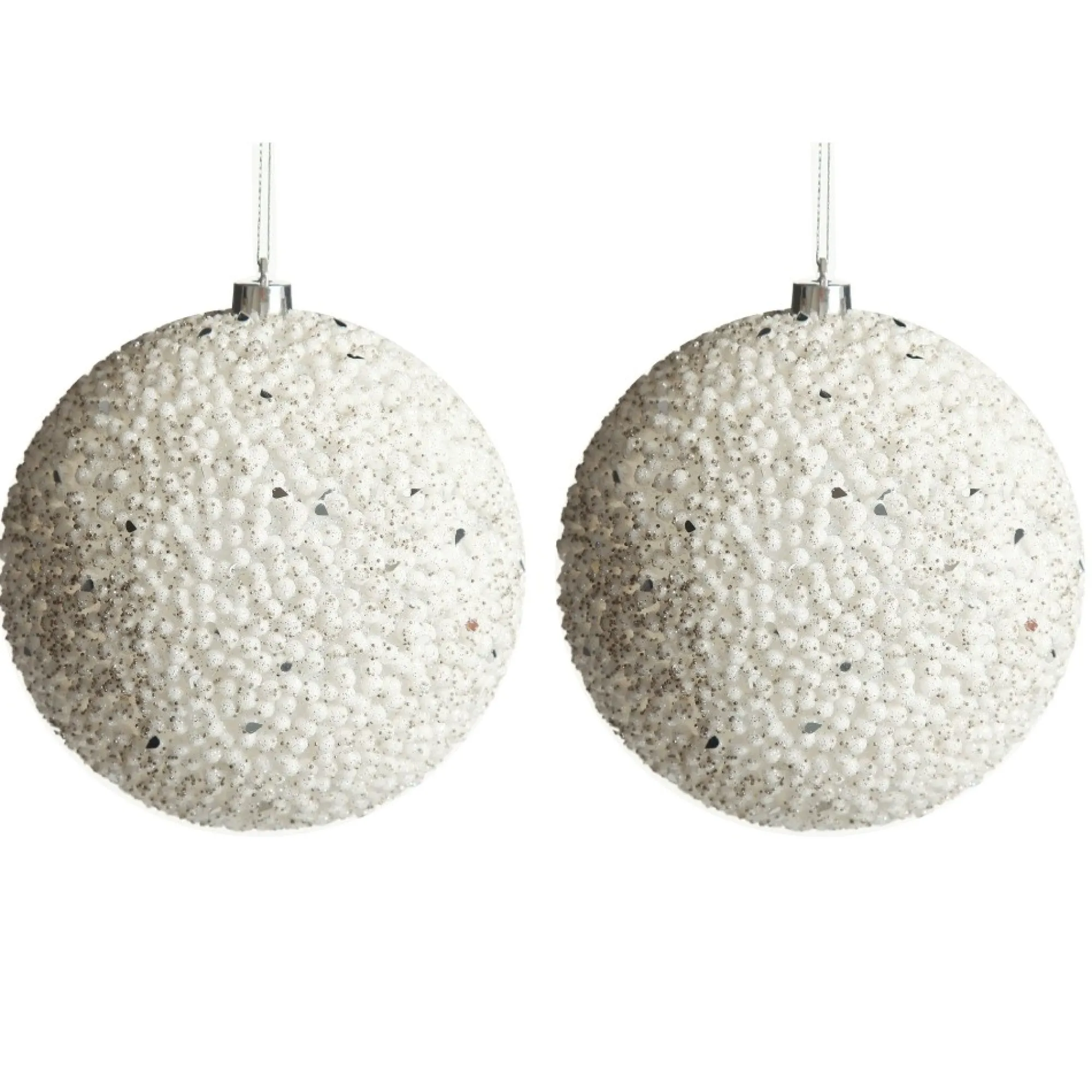 White Beaded Christmas Bauble - Set of 2 Shop