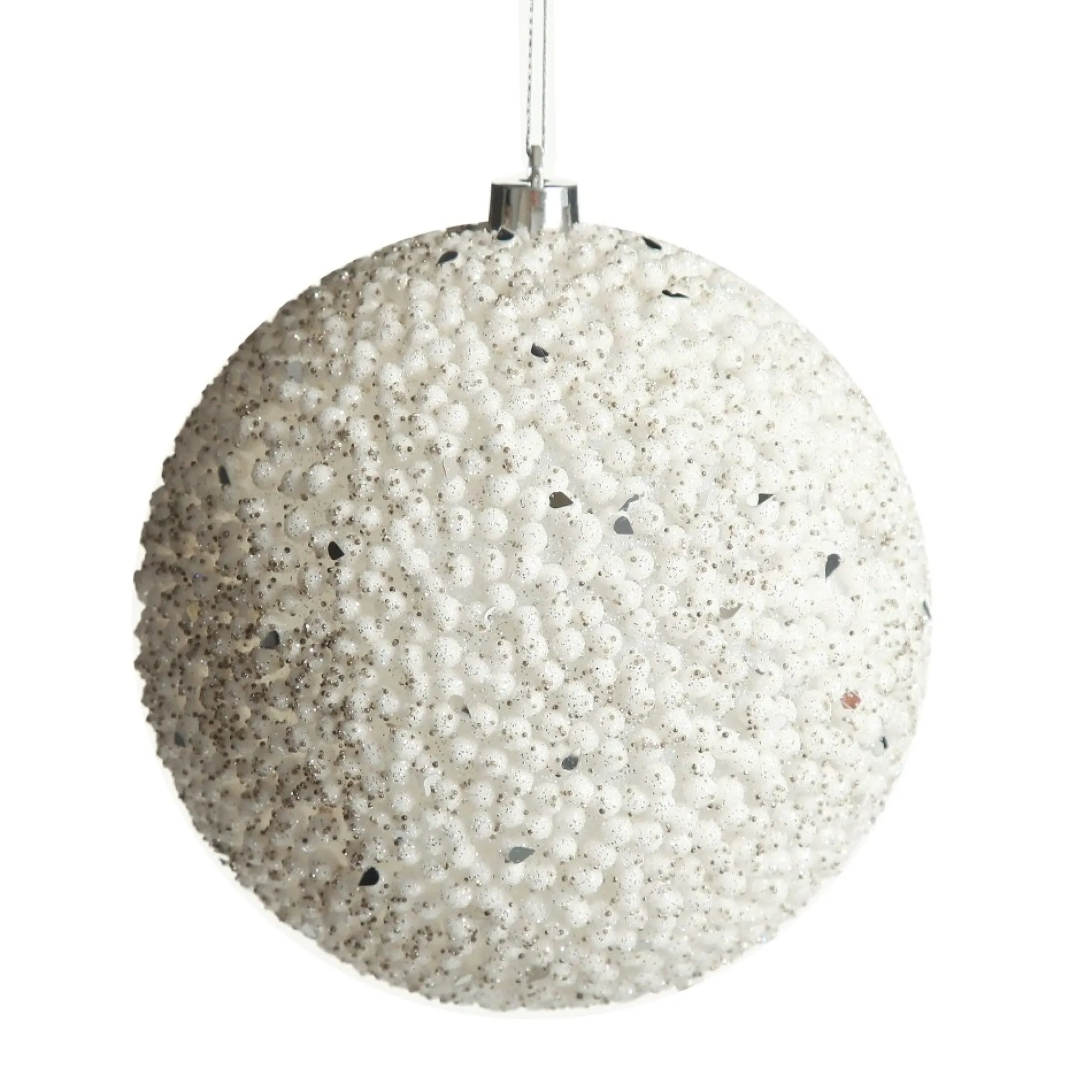 White Beaded Christmas Bauble - Set of 2 Shop